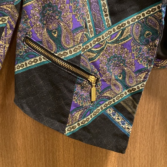 Chico’s Black Paisley Stripe Moto Jacket Size Small/4 Bikercore Versace Vibes - Picture 7 of 13